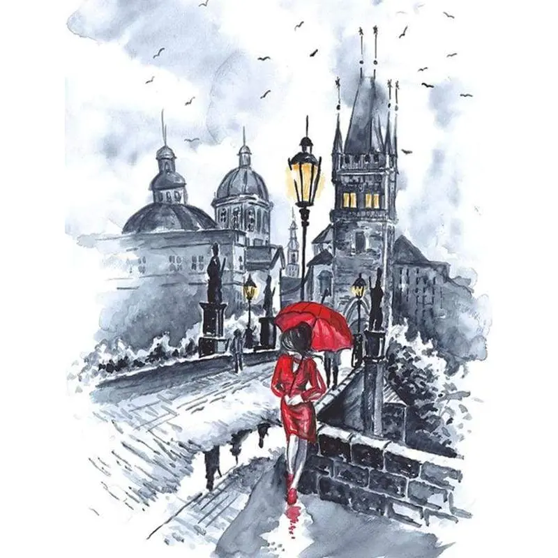 Woman in red and Umbrella