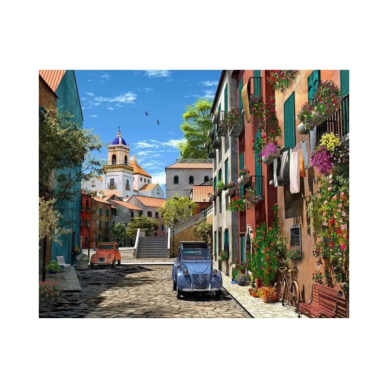 Alley and vintage car