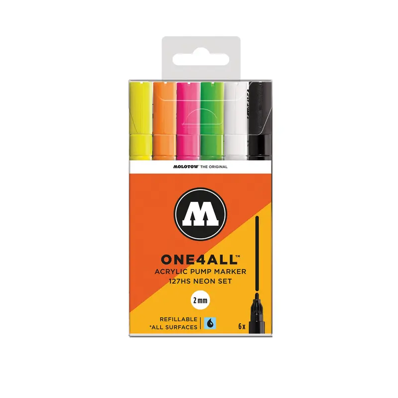 One4All Markers - 127HS Neon  Pack of 6 markers