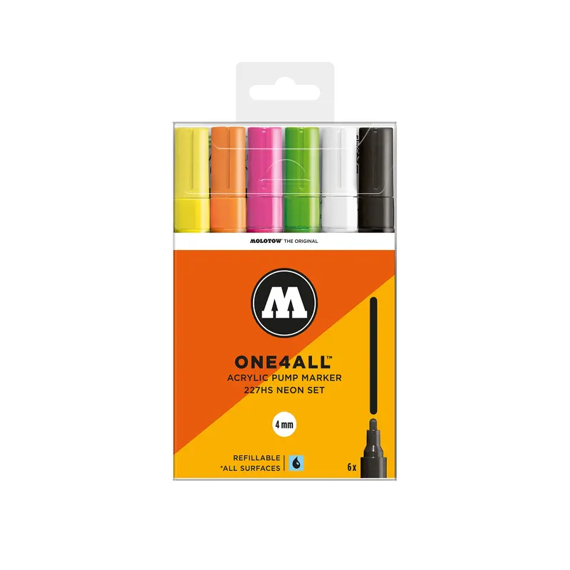 One4All Markers - 227HS Neon  Pack of 6 markers