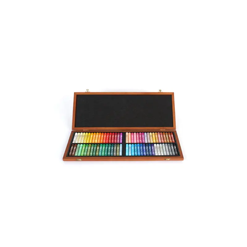 Wooden box with 72 oil pastels