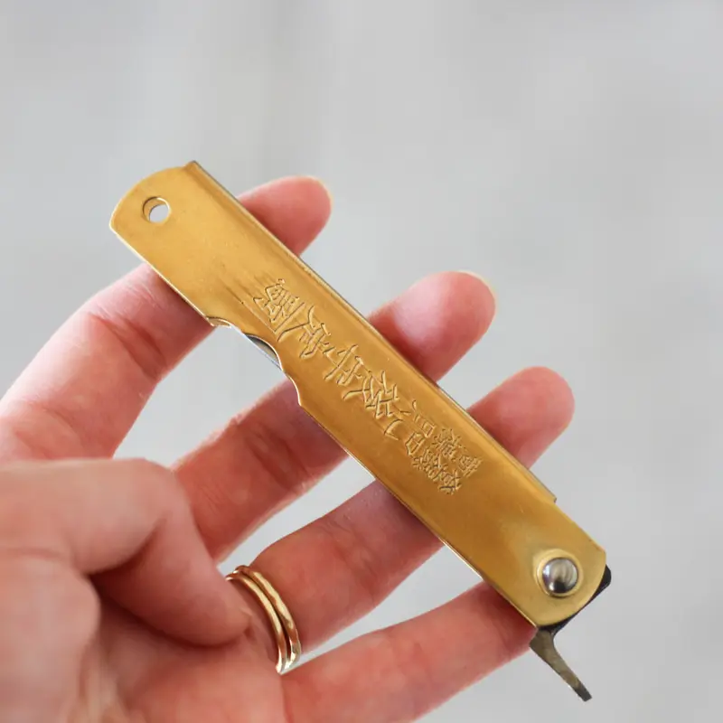 Large Japanese Brass Folding Knife