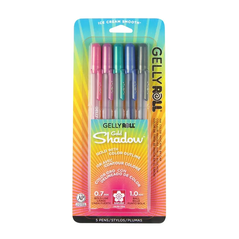 Set of 5 Gold Shadow Gelly Roll Pens
