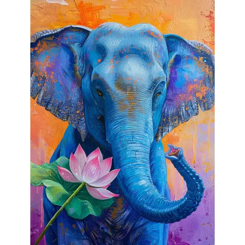 Blue Elephant with Lotus