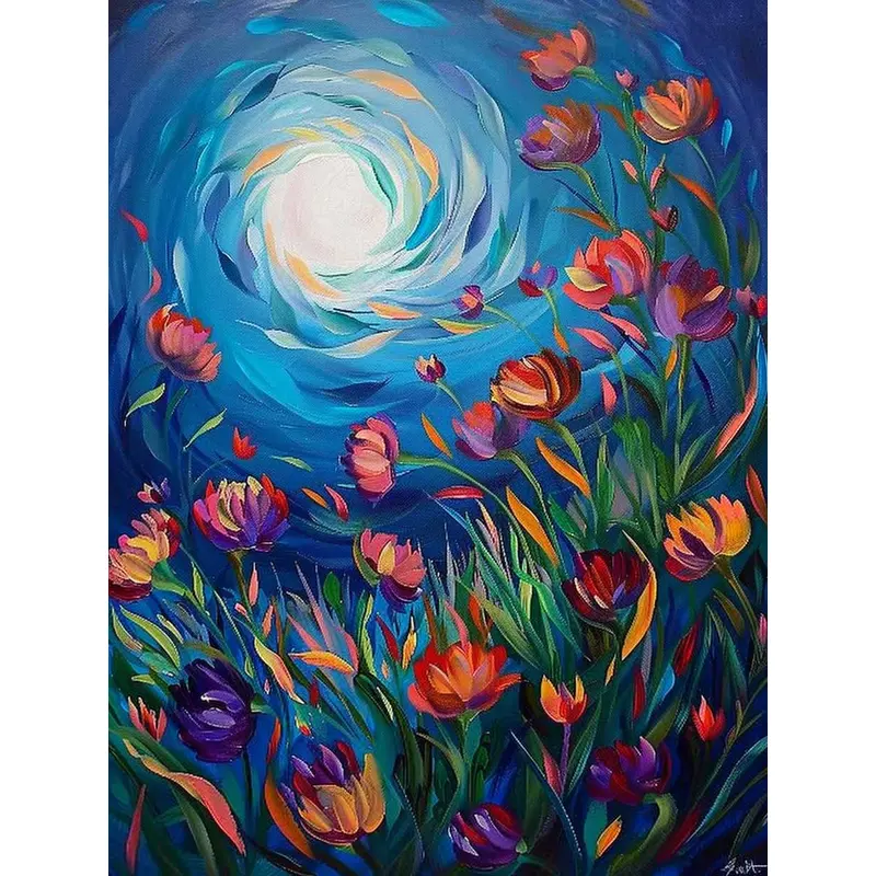 Dancing Flowers Under Moonlight