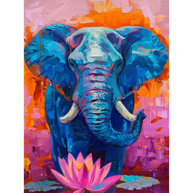 Majestic Elephant & Lotus