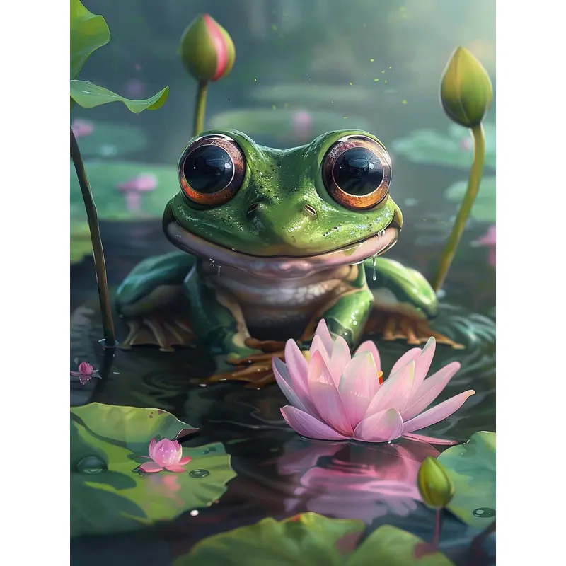 Big-Eyed Frog & Lotus Dream