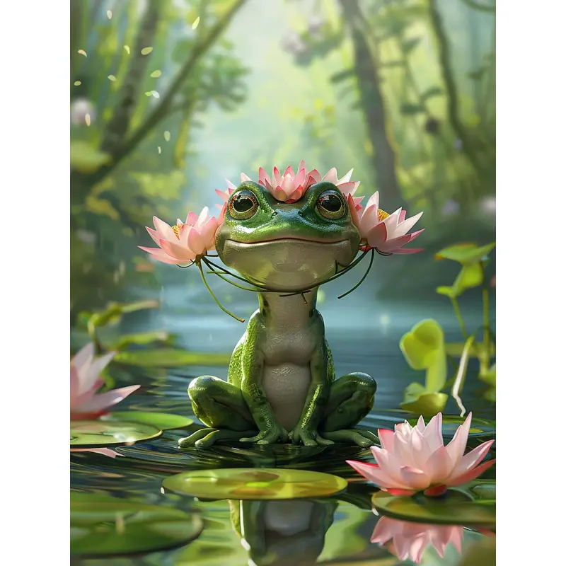 Frog in Blossom Bliss