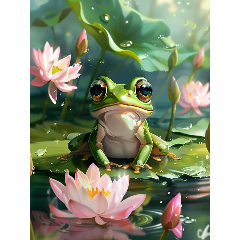 Golden Gaze Frog on Lily Pad