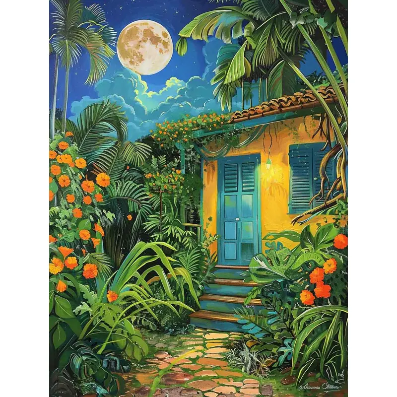 Moonlit Garden Blue Door