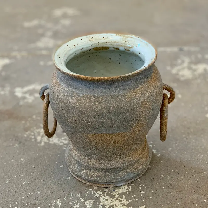 White Planter with Rings
