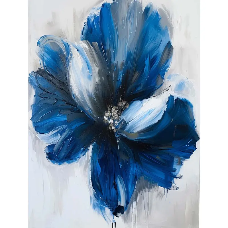 Abstract Blue Flower Art