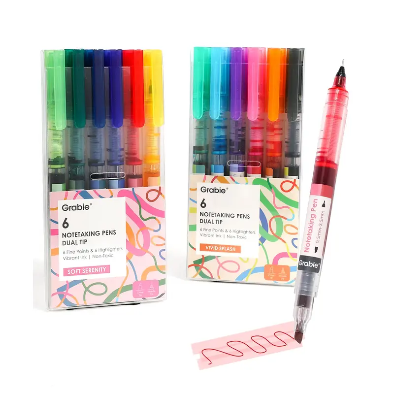 Dual-Tip Notetaking Pen Set Of 6
