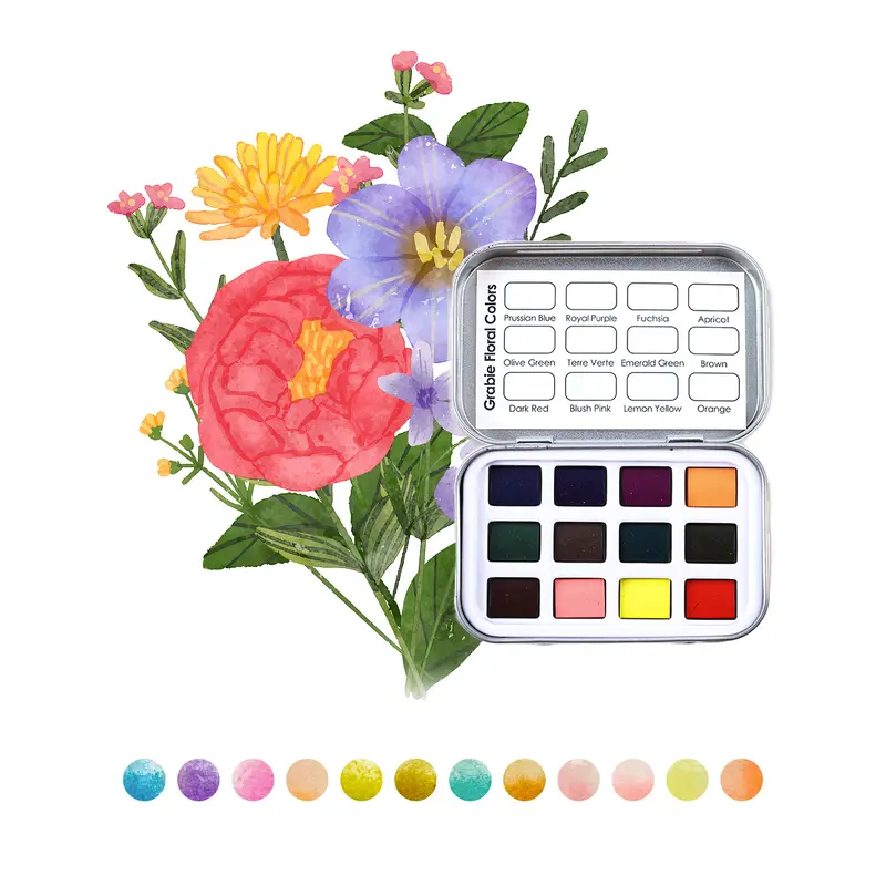 Watercolor Pocket Set of 12 - Floral Colors