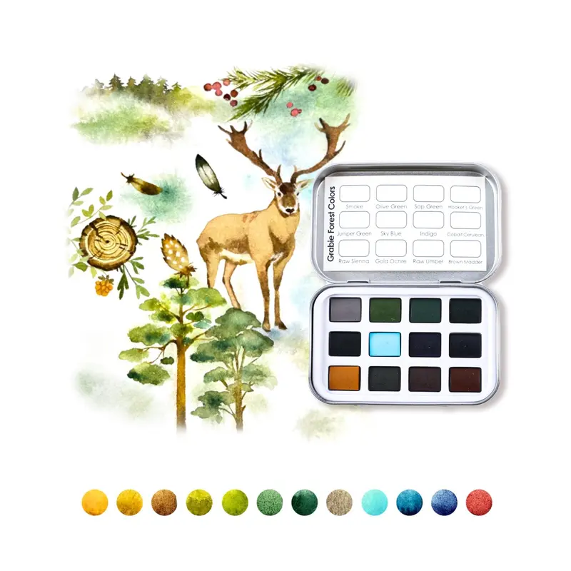 Watercolor Pocket Set of 12 - Forest Colors