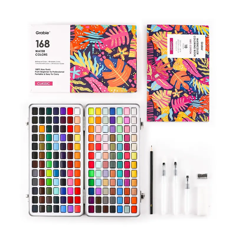 Watercolor Set Of 168 With Coloring Book
