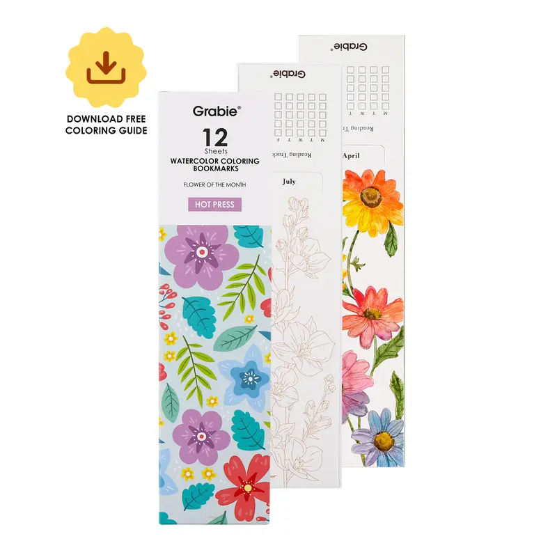 12 Sheets 140LB Watercolor Coloring Bookmarks