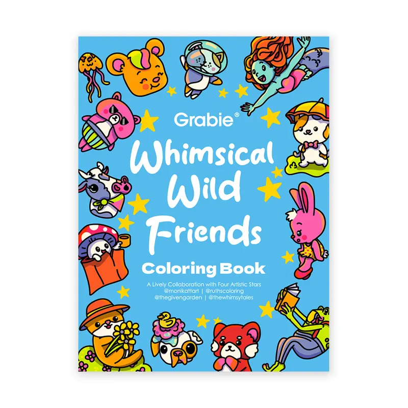 32 Sheets Whimsical Wild Friends Coloring Book: An Exclusive 4-Artist Collaboration