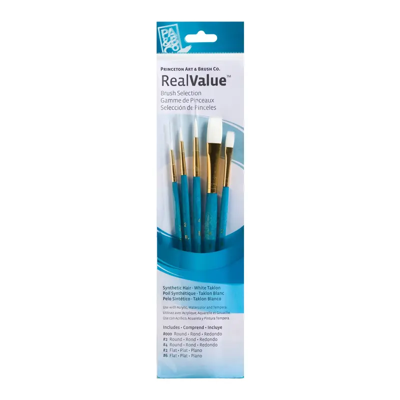 5-Piece Synthetic White Taklon Brush Set - 9174