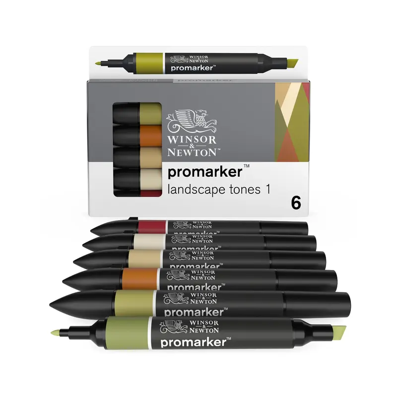 6-Piece Double-Tip Promarker Marker Set - Landscape Tones