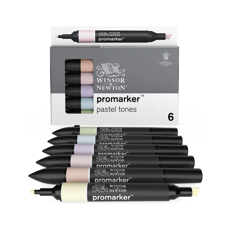 6-Piece Double-Tip Promarker Marker Set - Pastel Tones
