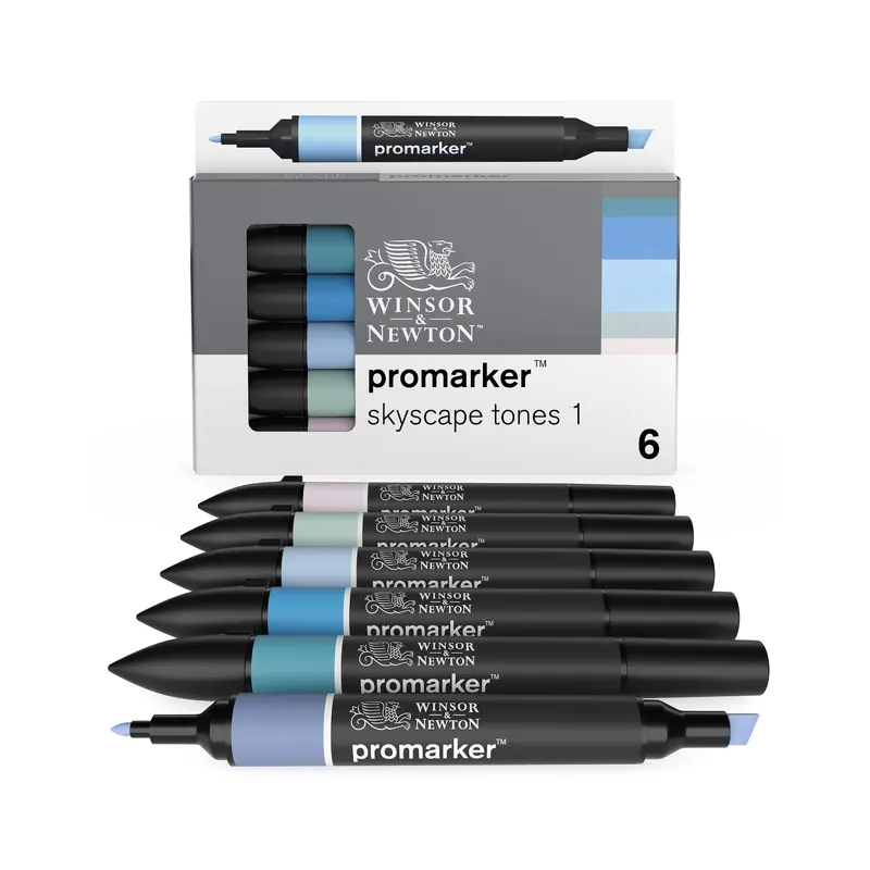 6-Piece Double-Tip Promarker Marker Set - Skyscape Tones