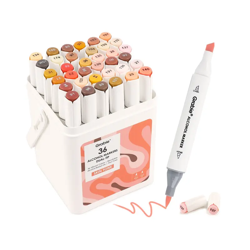 Dual-Tip Skin Tone Alcohol-Based Marker Set of 36