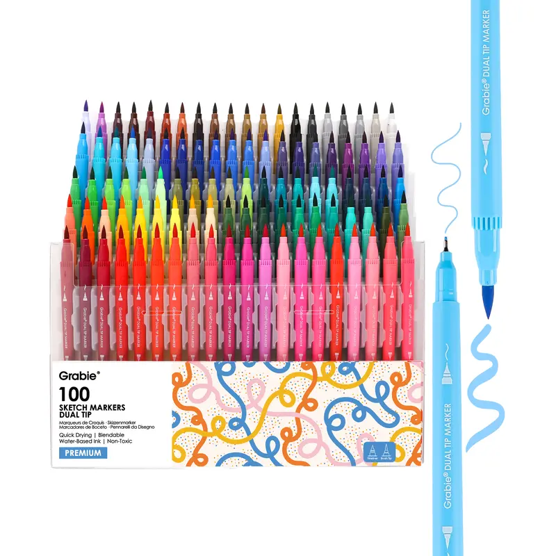 Dual Tip Water-Based Sketch Marker Set of 100