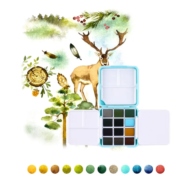 Foldable Watercolor Pocket Set of 12 - Forest Colors