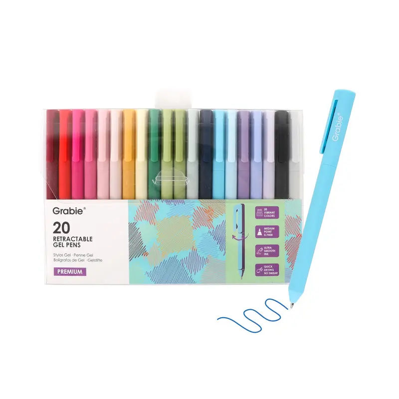 Retractable Assorted Colored Gel Pen Set of 20