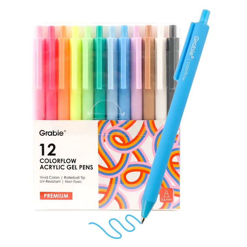 Retractable Colorflow Acrylic Gel Pen Set of 12