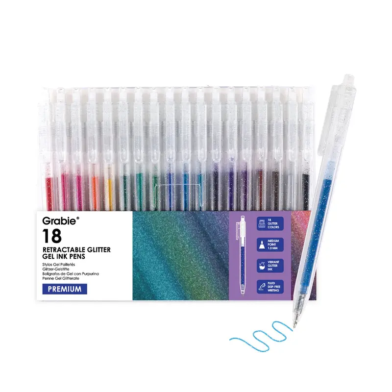 Retractable Glitter Gel Ink Pen Set Of 18