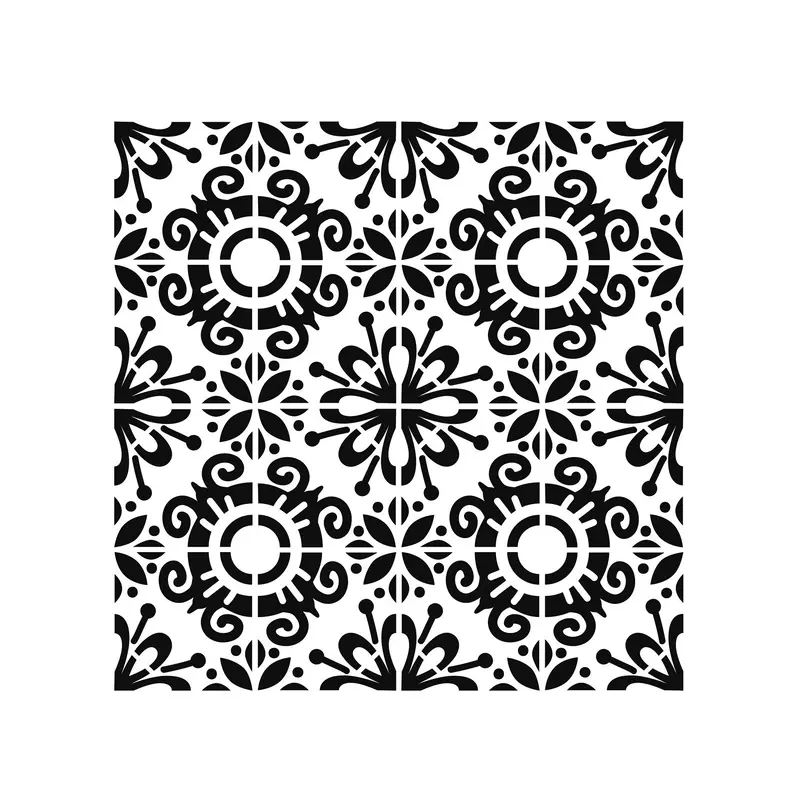 Mixed Media Stencil - Fantasy Tile, 6 x 6 in.