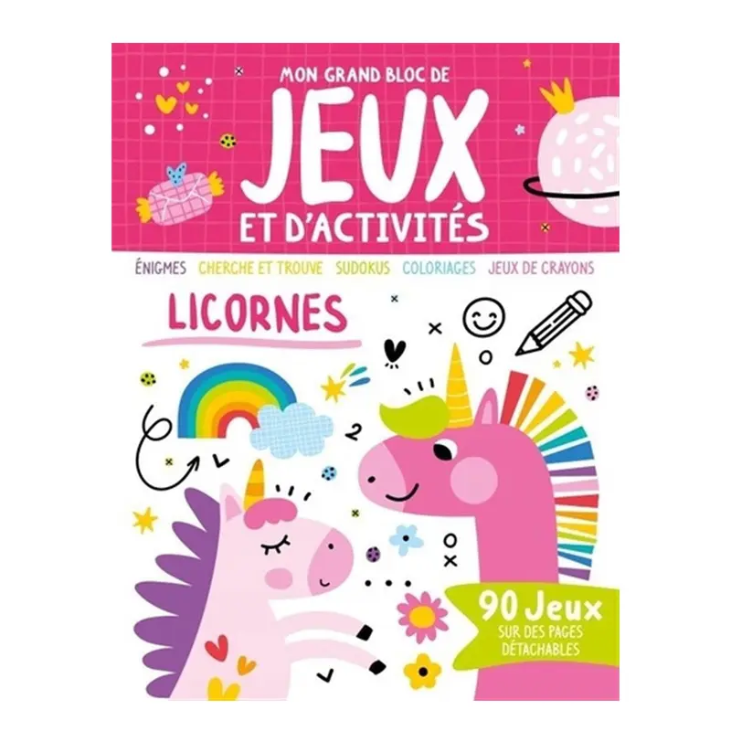 Mon grand bloc de jeux et d'activits : Licornes - French Ed.