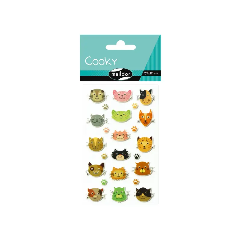3D Cooky Stickers - Cat Heads