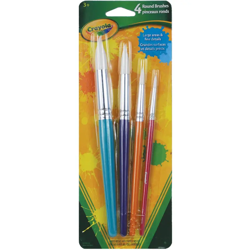 4-Pack White Taklon Paintbrushes - Round