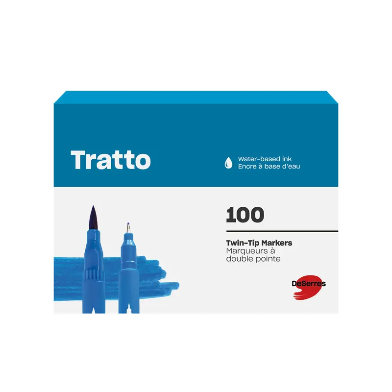 Tratto Double-Tip Markers - Assorted Colours, 100 Pieces
