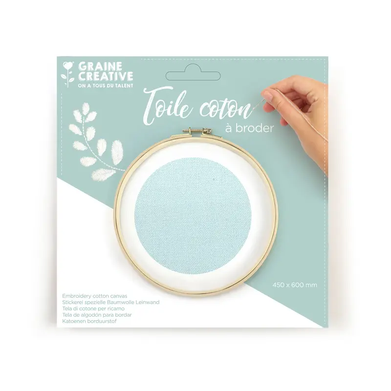 Cotton Embroidery Canvas : 45 x 60 cm - Light Blue