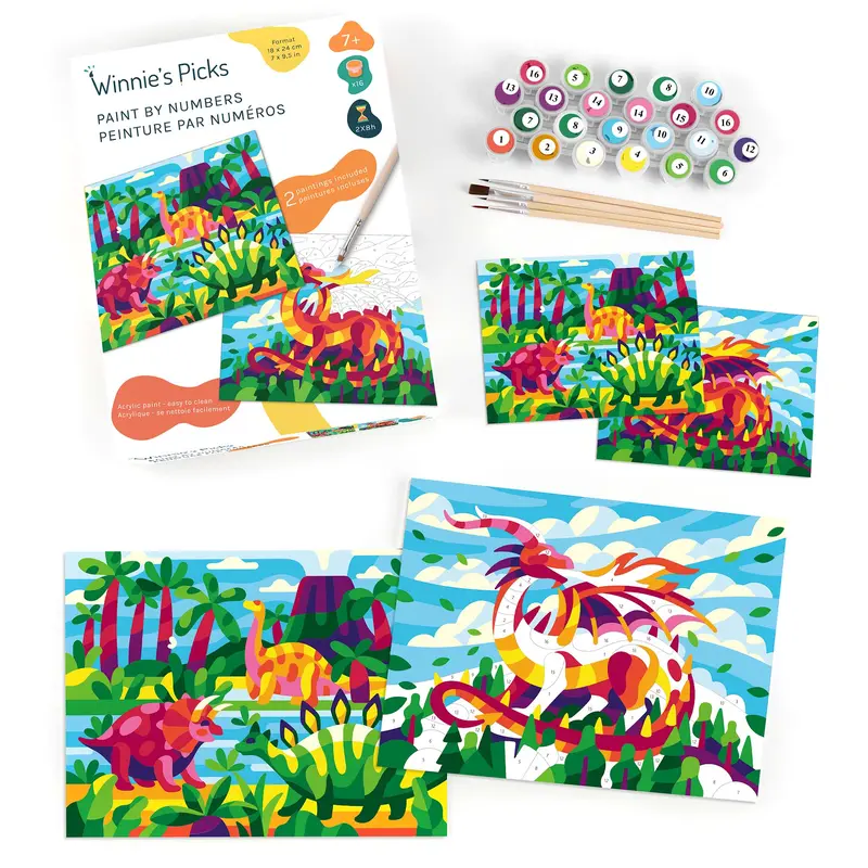 Kids Paint by Number Kit - Dinosaur & Dragon