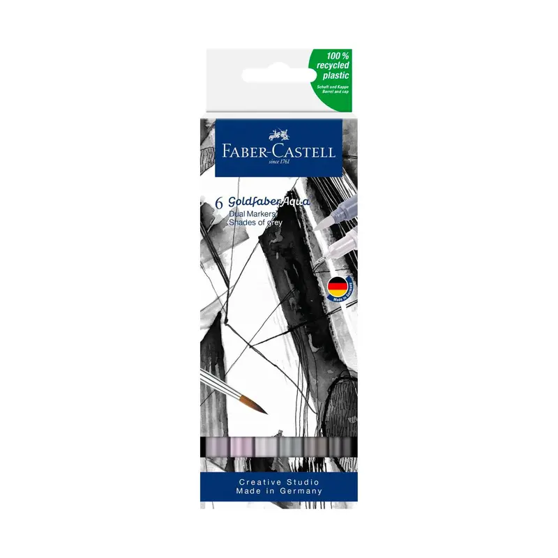 6-Pack Goldfaber Aqua Dual Markers - Shades of Grey