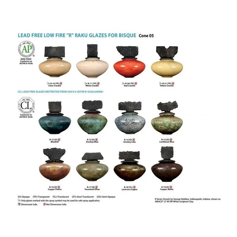 Amaco Raku Glazes: (PINT)