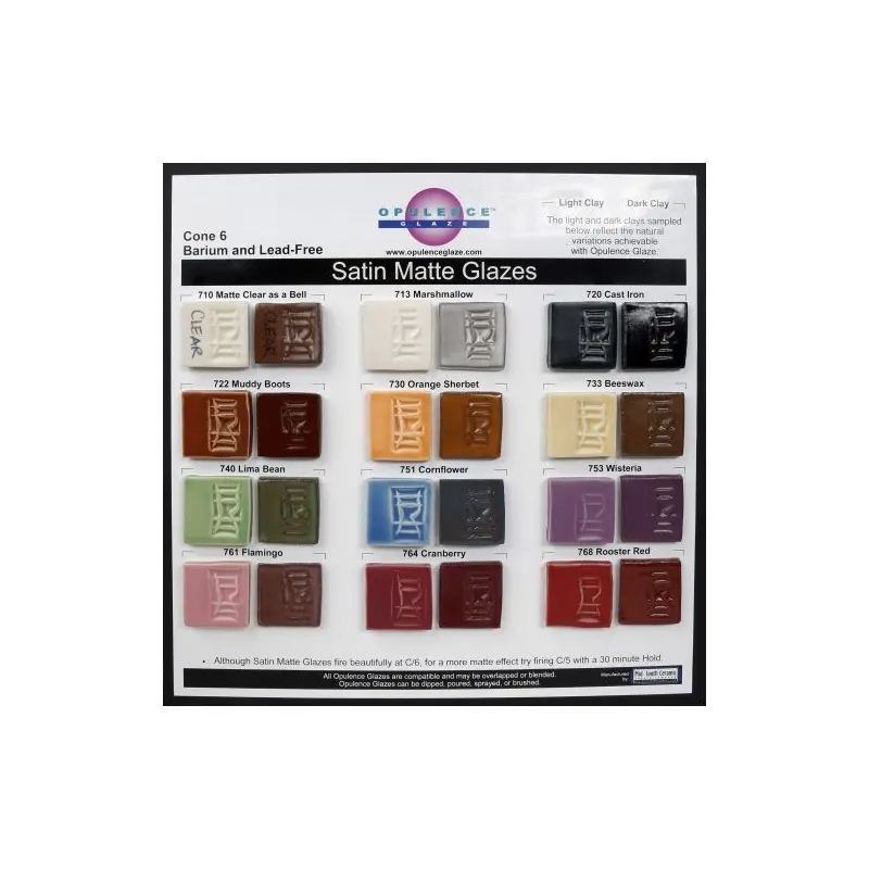 Opulence Glazes Cone 6 from Mid-South: Satin Matte Glazes 700 Series
