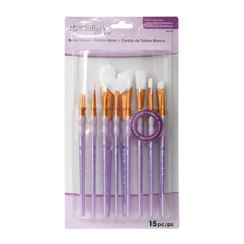 15-Pack White Taklon Assorted Paintbrushes