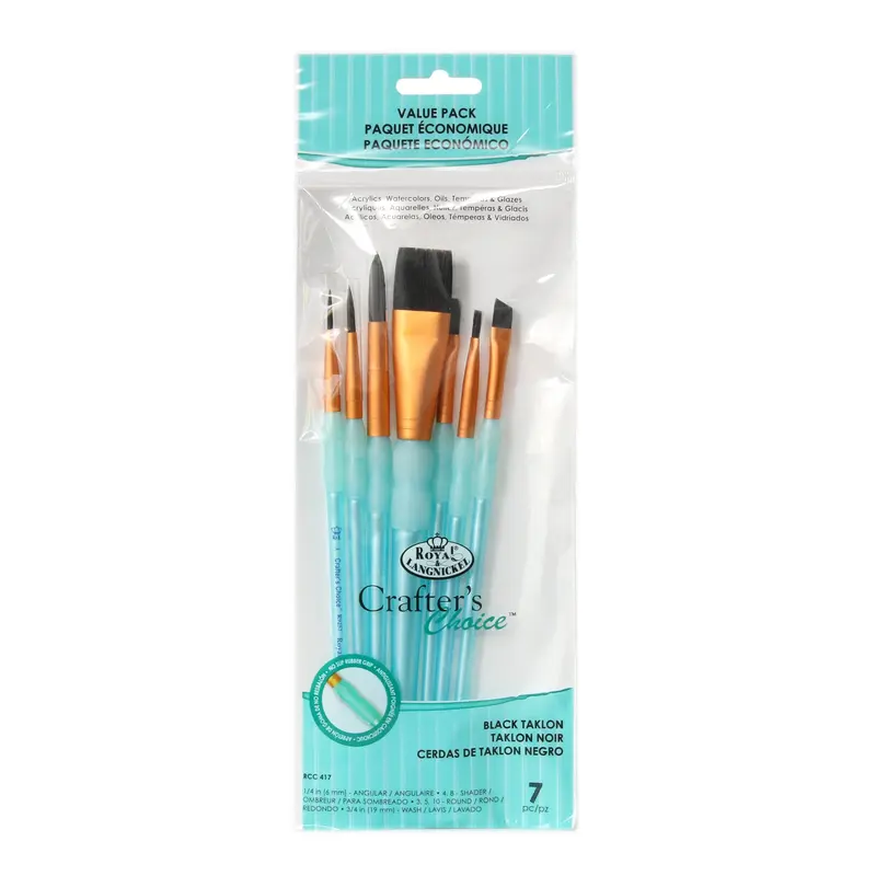 7-Pack Black Taklon Wash Paintbrushes