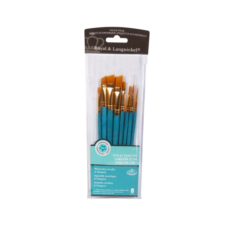 Gold Taklon Paintbrushes - Set of 8
