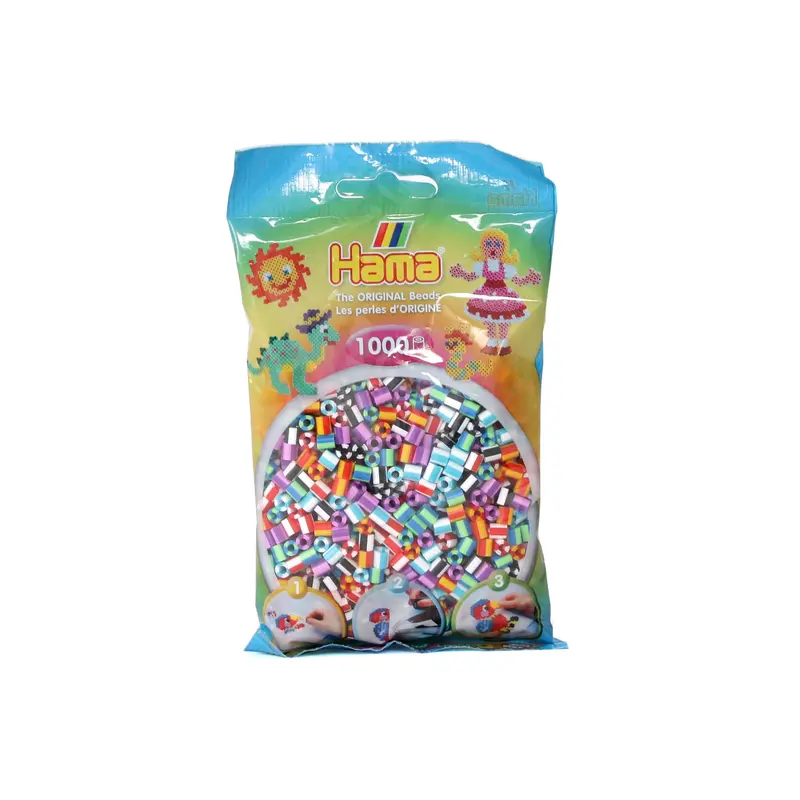 Hama Beads  1000 multicoloured striped pieces