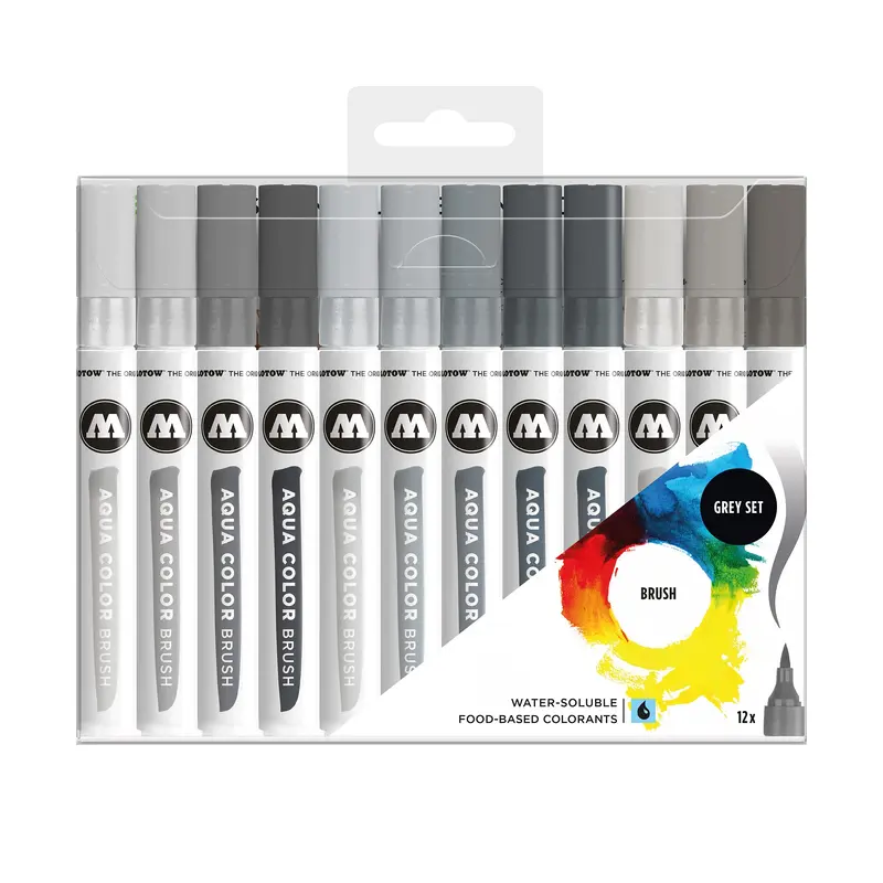 12-Pack Aqua Markers - Grey Set