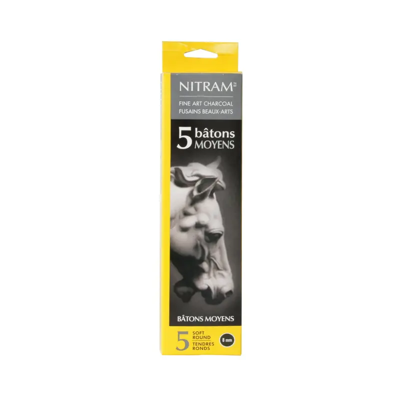 Set of 5 Fine Art Charcoal Sticks  Medium, 8 mm