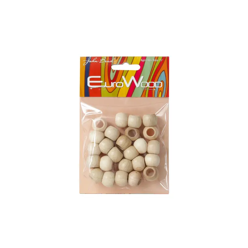 40-Pack Round Large-Hole Wooden Beads - Neutral