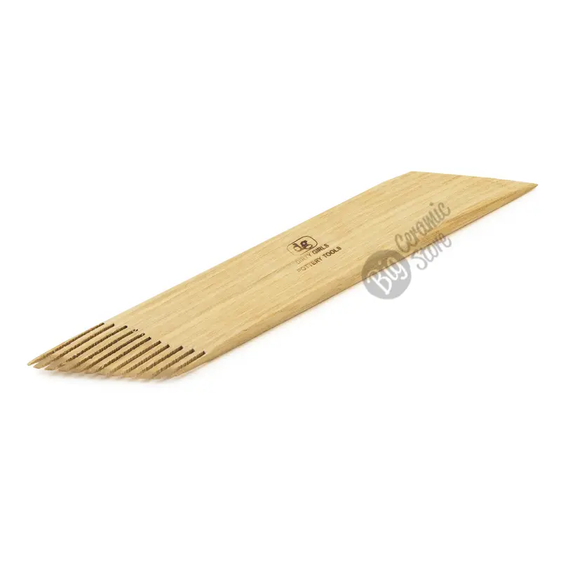 Dirty Girls Pottery Tools 8" Comb ANGLED Wooden Tool